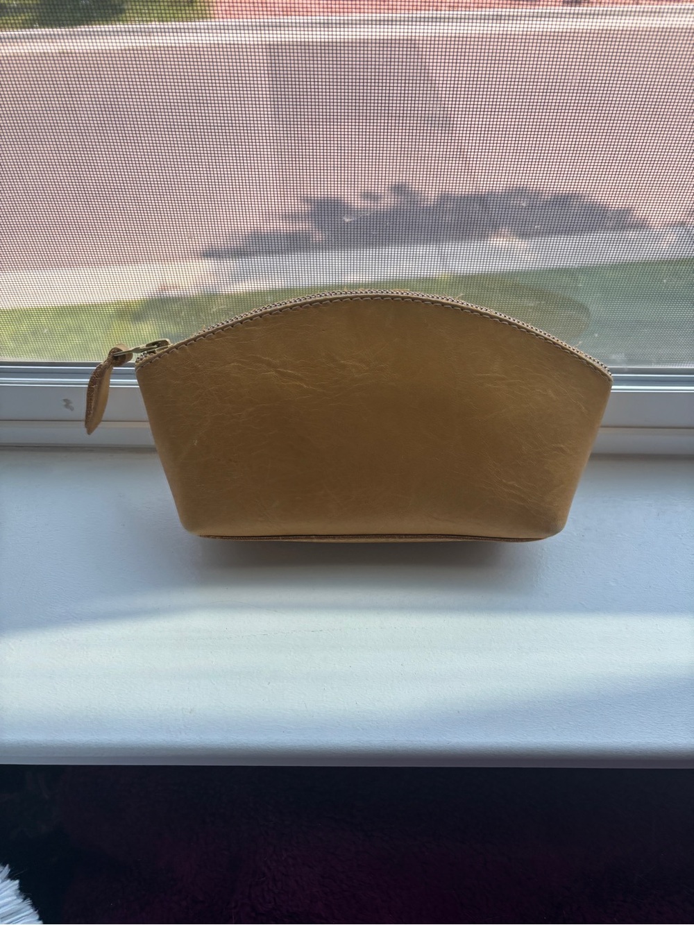 Portland Leather butter yellow Leather Cosmetic Bag